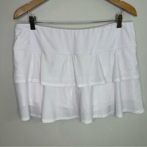 Bolle Tiered Mesh Tennis Sport Skort in White EUC XL